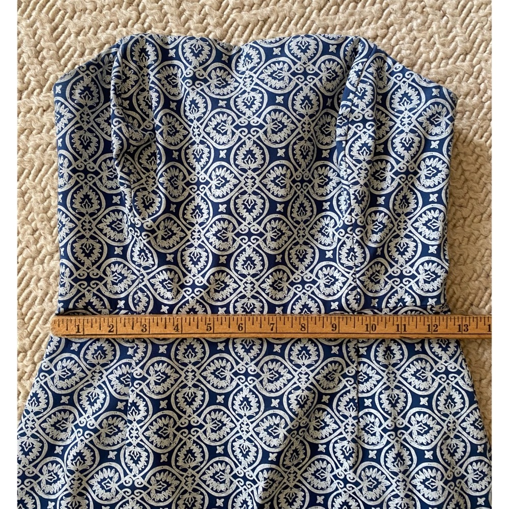Vineyard Vines Tile Indigo Strapless Dress - 0 - Picture 6 of 9